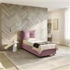 DEGHI Letto singolo contenitore 80x190 cm in tessuto ciniglia glicine sfoderabile - Priory