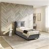 DEGHI Letto singolo contenitore 80x190 cm in tessuto ciniglia grigio sfoderabile - Priory