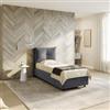 DEGHI Letto singolo contenitore 80x190 cm in tessuto effetto maglia grigio sfoderabile - Priory