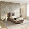 DEGHI Letto singolo contenitore 80x190 cm in tessuto effetto maglia tortora sfoderabile - Priory