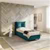 DEGHI Letto singolo contenitore 80x190 cm in velluto blu petrolio sfoderabile - Priory