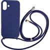Ququcheng Cover Compatible con iPhone 16 Plus(6.7),Cellulare Girocollo Custodia con Cordino TPU corda Silicone Case Bumper per iPhone 16 Plus(6.7) Custodia-Blu