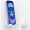 HomeMount Support Mural pour Téléphone - Support Mural pour Téléphone avec Bande Adhésive, pour Chambre à Coucher, Salon, Cuisine, Compatible avec Tous Les Téléphones ou Mini iPad (Bianco)