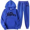 Generico Tuta Uomo Donna, 2 Pezzi Completo con Stampato, Unisex Felpa con Cappuccio in Plie e Pantaloni, Felpa Uomo Jogging Sportiva Set
