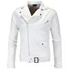 Tobysper Giacca in pelle da uomo da motociclista con chiusura lampo obliqua Cappotti in pelle sintetica giacca antivento morbida ecopelle giacca collo alto giacca impermeabile antivento, bianco, M
