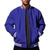 seiveini Giacca da Baseball Uomo Senza Cappuccio Giacca College Bomber Varsity Jacket Cappotto Felpa Sportivo Retrò Autunnale Invernale B Blu Scuro 3XL