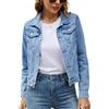 ORANDESIGNE Giacca di Denim da Donna Casual Giacca Corta Jeans Elegante con Tasche Jacket Moda Cappotto Ragazze Manica Lunga Outerwear Giubbino Denim A Rosa XS