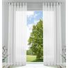Gardinenbox 61000CN - Set di 2 tende trasparenti per soggiorno, in voile, con chiusura a nastro, 245 x 140 cm (altezza x larghezza), colore bianco
