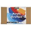 PEBEO Pébéo - Acrilici da Studio - Set 12 Tubi 20 Ml Colori assortiti + Accessori - Kit di pittura acrilica per artisti e principianti - Pennelli + Spatola + Tela - Colori luminosi