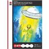 Marabu Graphix 1612000000400 - Blocco ad acquerello, formato DIN A4, 20 fogli da 220 g/m², bianco naturale, grana fine, opaco, privo di acidi e resistente all'invecchiamento, per tutte le tecniche ad