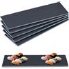 Relaxdays Piatti da Portata in Ardesia, Set da 6 Vassoi Rettangolare 30x10cm, Servire Sushi, Salumi e Formaggi Antracite