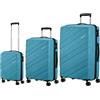American Tourister Jetdriver 3.0, azzurro, Set S/M/L, Trolley rigido con ruote doppie a 360°