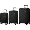 American Tourister Jetdriver 3.0, Nero , Set S/M/L, Trolley rigido con ruote doppie a 360°