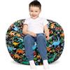 decalsweet Grande Poltrona a Sacco per Bambini con Cerniera, Pieghevole Sedia Sacchetto Sacco di Fagioli per Animali di Peluche per Ragazzi Ragazze Indoor Outdoor (No Filling), Dinosauro Nero