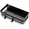 Dolvhin Mensola per doccia senza foratura, in acciaio inox con scanalature di scarico, con 2 ganci, supporto per shampoo, autoadesivo, set da bagno (nero opaco)