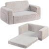 BEJOY Divano letto per bambini, extra largo, 2 in 1, morbido, pieghevole, trasformabile, per bambine e ragazzi, grigio chiaro