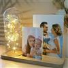 uniqicon Portafoto Rosa Eterna in Barattolo, Portafoto Fiore Eterno con Luce LED, Idea Regalo per Anniversario San Valentino Matrimonio Fidanzata Moglie Mamma Coppia