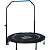 HOMCOM Trampolino Elastico Pieghevole Ø102 cm con Manubrio Regolabile 99-123 cm, Trampolino da Fitness per Adulti, Tappeto Elastico per Esercizi Indoor, Blu