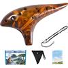 LIEKE Ocarina, ocarina in ceramica a 12 fori in Do contralto, con libretto di canzoni, tracolla e borsa, strumento musicale per adulti (giallo)
