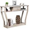 GIANTEX Tavolo Consolle Legno, a 3 Ripiani, Stretto e Compatto, Cassetto con Manico, Console per Soggiorno, Salotto, Ingresso, Portata di 60 kg, 120x30x81cm, 3 Colori (Grigio)