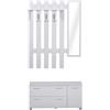 HOMCOM Set da ingresso con specchio, appendiabiti e scarpiera 3 ganci, ripiano e 2 cassetti Mobili da corridoio bianco