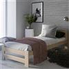 Home Collective Letto in legno 90 x 200 cm con rete a doghe, moderno letto in pino massiccio, letto singolo, in legno massiccio, classico, confortevole e durevole, testiera scandinava, stile rustico, medio, naturale