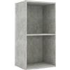 vidaXL Libreria a 2 Ripiani Grigio Cemento 40x30x76,5 cm Truciolato