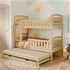 Kids Collective Letto a castello 90x200 Letto per bambini Letto per ragazzi 2 cassetti e protezione anticaduta Letto per bambini trasformabile in 3 letti singoli | dai 4 ai 18 anni | incl. reti a doghe | natura