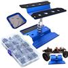 Nuofany Set di attrezzi per riparazione auto RC in alluminio con rotazione a 360 gradi e 610 viti RC per 1/8 1/10 1/12 1/16 1/18 RC auto camion scala crawler (supporto da lavoro RC + kit viti RC) (blu)