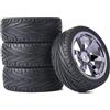KINGCOO Set di pneumatici e ruote per auto RC, KINGCOO 4 pezzi pneumatici in gomma da 65mm e ruote in plastica con cerchi a 6 raggi 12mm Hex per 1/10 RC On-Road Touring Racing Auto per HSP HPI Kyosho Tamiya