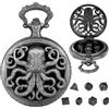 Hshenjhu Mini set di dadi DND, Dadi D&D Set con Steampunk Vuoto Polpo Custodia per Orologio da Tasca, Set di 7 Dadi in Metallo Poliedrico, Accessori per Giochi da Tavolo di Ruolo, Nero di Pistola
