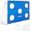 Relaxdays Porta da Calcio per il Giardino, Porticina per Adulti e Bambini, Telo di Precisione, 170x235x85 cm, Blu Bianco