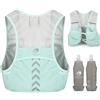 Outplea Gilet Idratazione con 2 Borraccia Running Morbido 500ml, Gilet Running Uomo Leggero, Gilet Corsa con Strisce Riflettenti, Zaino Trail Running per Sport Ciclismo Maratona Campeggio, Verde