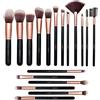 AMMIY Pennelli Trucco oro 18 Pezzi Pennelli Trucco Premium Set Viso e Occhi, Pennelli Sintetici per Fondotinta Correttori in Polvere Ombretto Arrossito