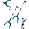 KEKOY Pinza telescopica da 91 cm, pinza raccogli oggetti per anziani, pieghevole con morsa antiscivolo rotante 360°, artiglio allungato largo 4 con magnete (blu cielo, 2 pezzi)