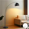 home sweet home collection Home Sweet Home Lampada a stelo ad arco nera in metallo 172cm, lampada da terra soggiorno design industriale, lampada ad arco E27 con interruttore a pedale e LED