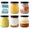 HEFTMAN Piccoli barattoli di vetro con coperchio, set di 6 bottiglie vuote ermetiche in vetro da 100 ml, con coperchio, dimensioni da viaggio, vasetti per budino, yogurt, mini barattoli per miele,