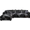 ShowyLive Copridivano Universale con Penisola Elasticizzato A Sinistra Destra con 2 Federi, Chaise Longue Fodere Divano Penisola Angolare Forma di L (3 Posti+4 Posti, Nero/Grigio)