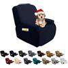 FIGOOO Copripoltrona Relax Reclinabile Copripoltrona 1 Posto Elasticizzato Relax Universale con Tasche 4-Pezzi Fodere per Poltrona Relax Lavabile Rimovibile Coprisedile Chivas,Blu Navy