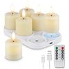 Rhytsing 6 Avorio Candele Votive Ricaricabile con Timer per La Casa Déco, Candele LED Tealight a Batteria con Base di Ricarica, Cavo da USB-C e Telecomando inclusi - Ø 4cm x H 6,8cm