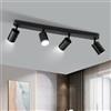 CANMEIJIA Faretti Led Soffitto Nero, Binario Faretti Soffitto GU10, Design A 4 Luci Con Barra Dritta, Faretti Binario Soffitto Da Utilizzare In Soggiorno, Corridoio, Camera Da Letto, Senza Lampadina