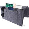 TTBDDM Borsa da Comodino Multifunzione, con 5 Tasche per Mettere Libri, Cellulari, Occhiali, Snack Vicino al Letto (Grigio Scuro)