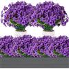 KYSUN 12 Pezzi Violet Fiori Artificiali Arbusto Artificiale Finti Piante Decorazione Violet di Plastica per Casa Giardino Patio Ufficio Matrimonio