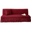 SUIOKPO Copridivano Senza Braccioli Pieghevole Divano Letto 3 Posti all-Coperto Copridivani Elasticizzati Disegno Gonna, Universale Elasticizzato Universale per Soggiorno Casa,Rosso,L