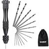 WOMGF 12cm Trapan Mano con 14 Pezzi Mini Twist Drill 0.5mm-3mm Nero Grande Trapano a Mano per Modellismo
