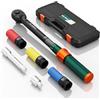 NADOKHI Chiave Dinamometrica 1/2'', 20-220Nm, 6 Pezzi Chiave Dinamometrica Auto con Bussole 17mm/19mm/21mm, Prolunga 125mm, 1/2-3/8 Adattatore, per Cambio Gomme Auto e Moto