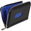 VISOUL Portafoglio Carta di Credito, Cerniere Porta Carte di Credito in Vera Pelle per Uomo, Blocco RFID Piccolo Porta Tessere con 5 Slot per Carte e 1 Tasca per Monete Nero+Blu