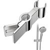 GlasFlength Supporto Soffione Doccia, Supporto Doccia Saliscendi in Lega di Zinco Regolabile a 45° Supporto per Doccia Adatto per Asta Doccia da Diametro 15-28 mm Senza Foratura (Argento)