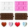 Vexran Set di 4 stampi in silicone a forma di cuore, con diamante 3D, 6 cavità, 8 cavità e 15 cavità, stampi per cioccolatini, cioccolatini, mousse, gelati, muffin e molto altro ancora