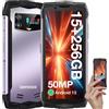 DOOGEE Smini [2024] Rugged Smartphone, 15GB +256GB Telefono Indistruttibile (TF 2TB), 3000mAh Batteria, Android 13 Smartphone Rugged, 50MP Telefono Cellulare, 4.5'' QHD+, IP68/IP69K, NFC/Face ID/GPS